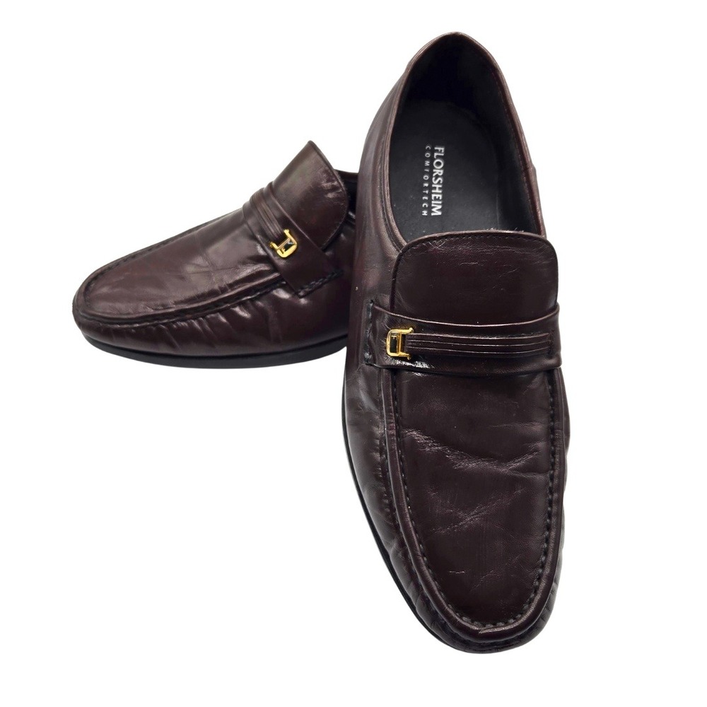 Florsheim Loafers Mens 11 Burgundy Classic Leather Comfortech Style 17088-05